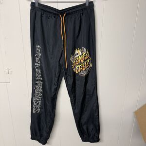 Broken Promises Santa Cruz  Boneyard Skull Flames Black Wind Pants Lined Men M